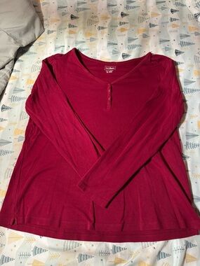 L.L. Bean Women's Long-Sleeve Henley Top in Berry